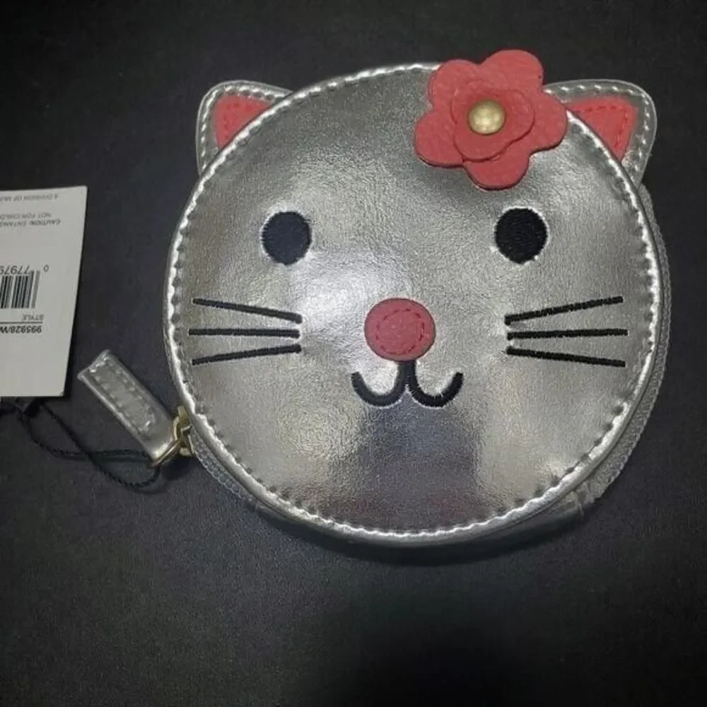 Stella & Max Kidz metallic silver kitty cat coin purse